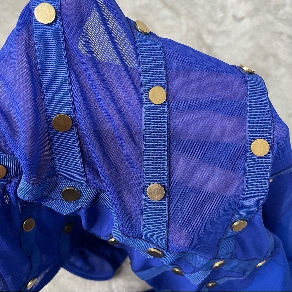 NWT Love Culture Studded Sheer Romper Royal Blue Size Medium Sexy Night Out - Picture 3 of 10